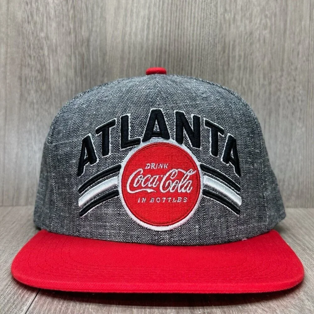 Coca Cola Cap Hat OS Drink Coca Cola In Bottles Atlanta Snap Back Gray Red - Picture 1 of 7